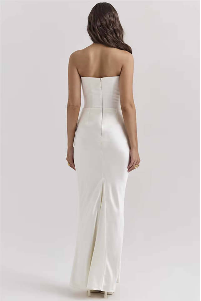 White Strapless Bodycon Maxi Dress