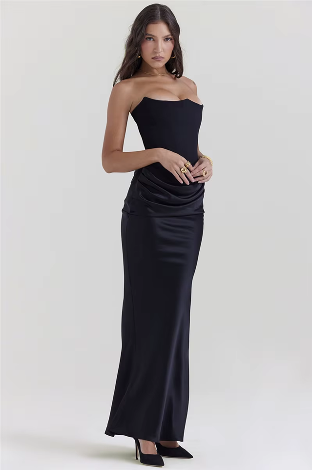 Black Strapless Bodycon Maxi Dress