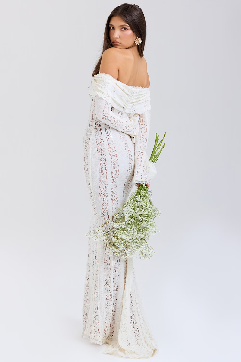 White Bodycon Lace Maxi Dress