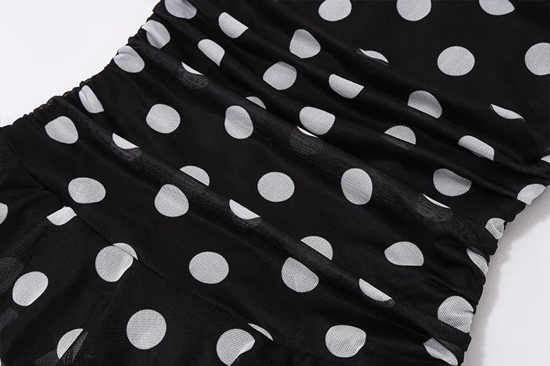 Black Backless White Dots Mini Dress