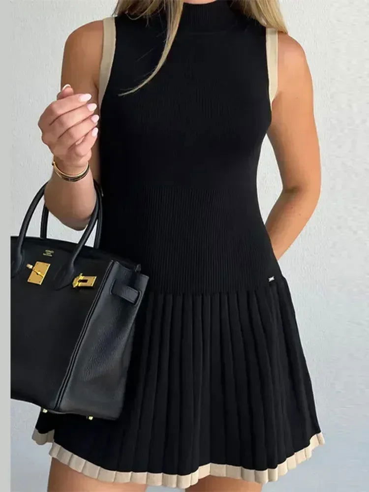 Black Knitted Ruffle Mini Dress