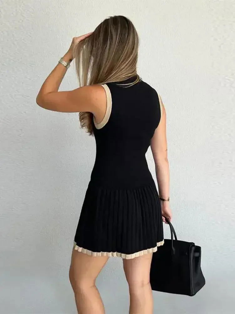 Black Knitted Ruffle Mini Dress