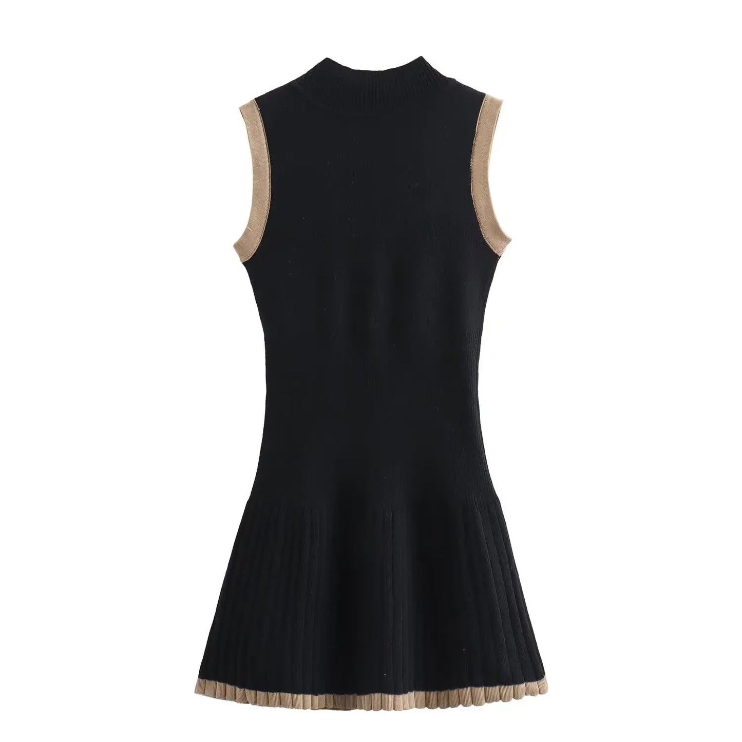 Black Knitted Ruffle Mini Dress