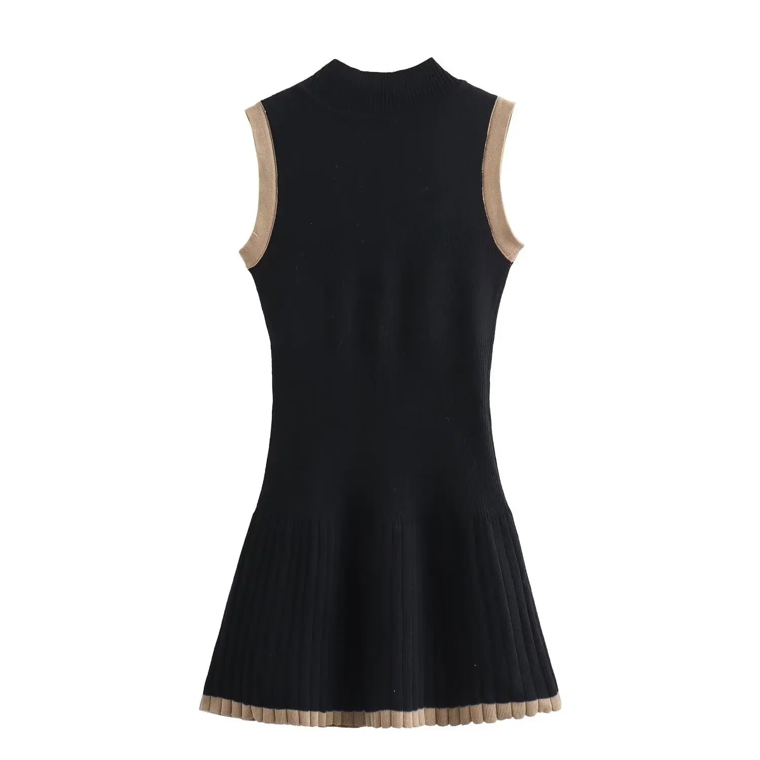 Black Knitted Ruffle Mini Dress