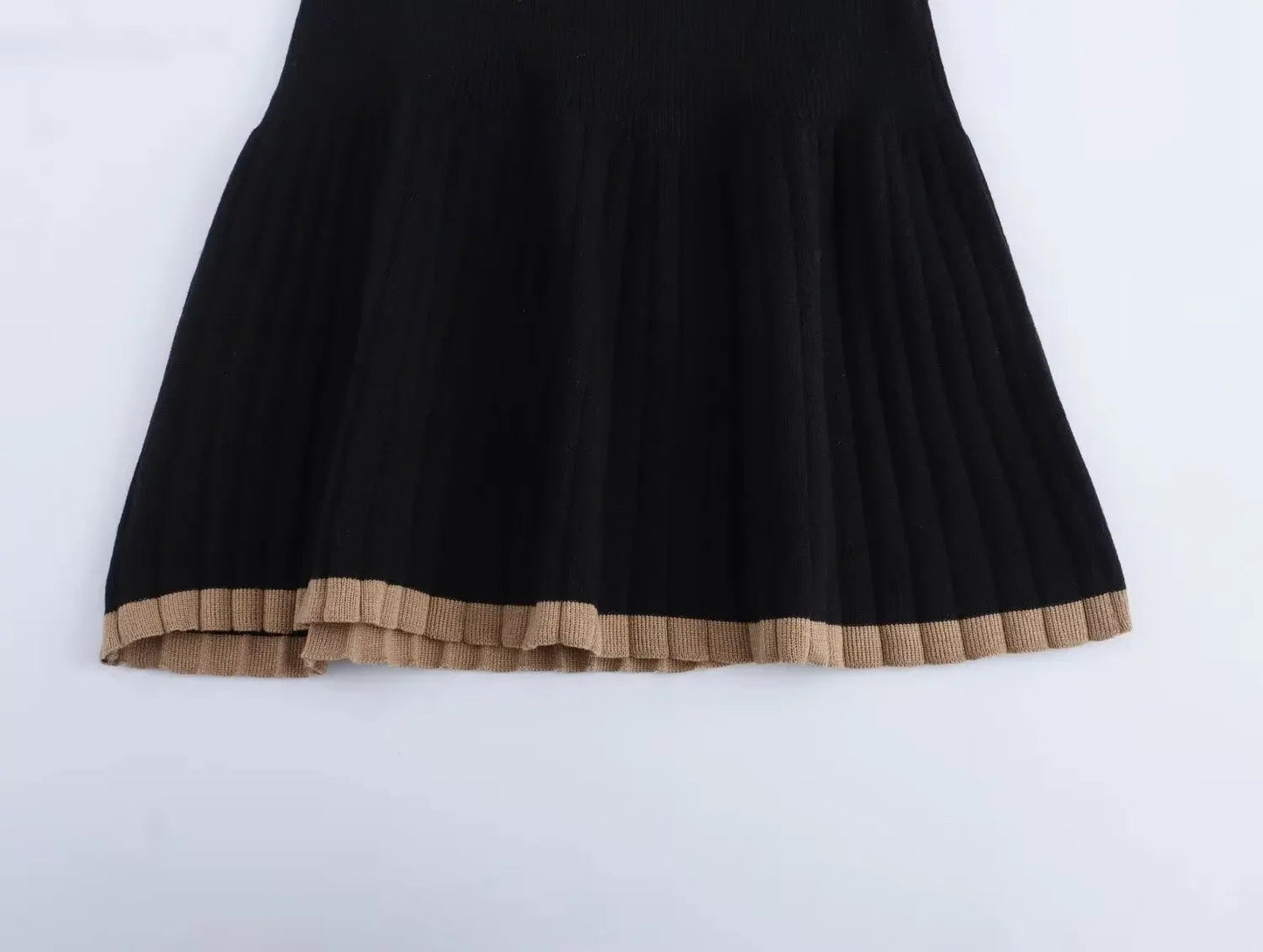 Black Knitted Ruffle Mini Dress