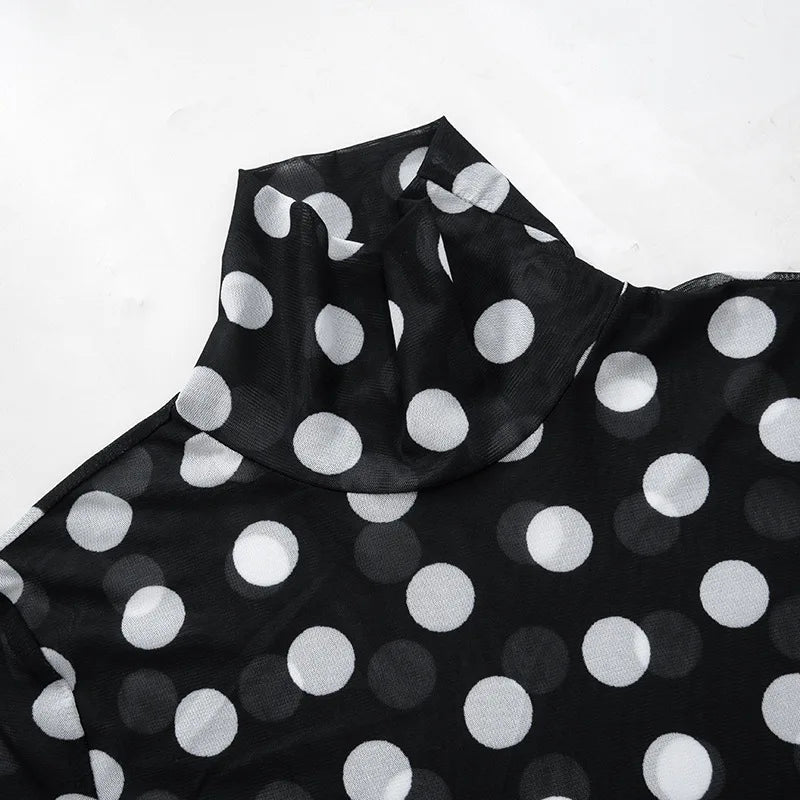 Black See Through White Dots T-Shirt