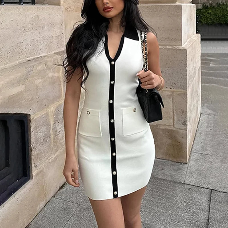 White Knitted Mini Dress