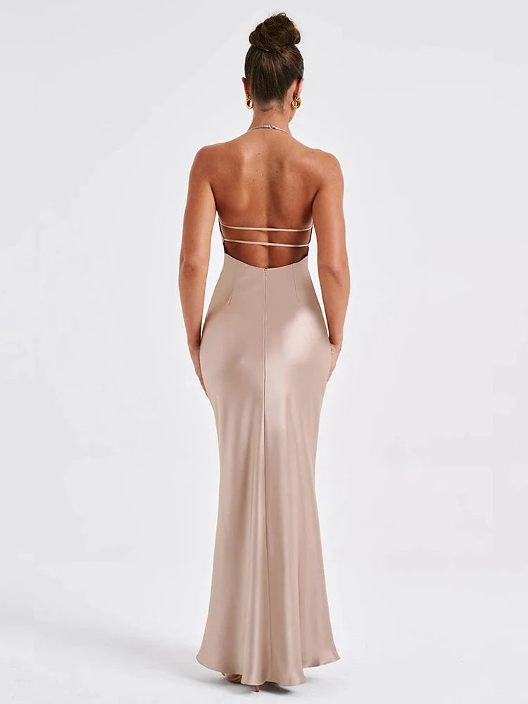 Satin Backless Maxi Dress