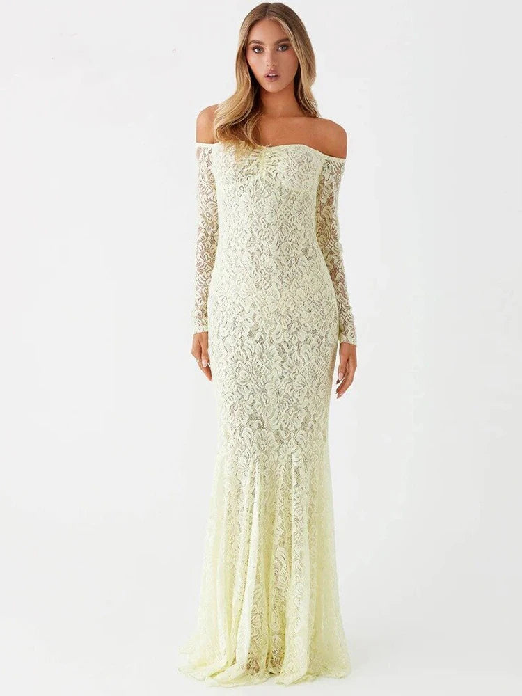 Lace Backless Maxi Dress