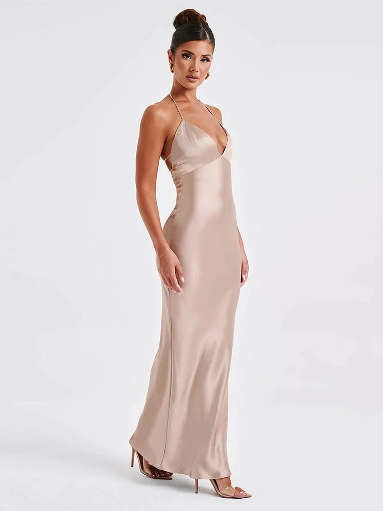 Satin Backless Maxi Dress