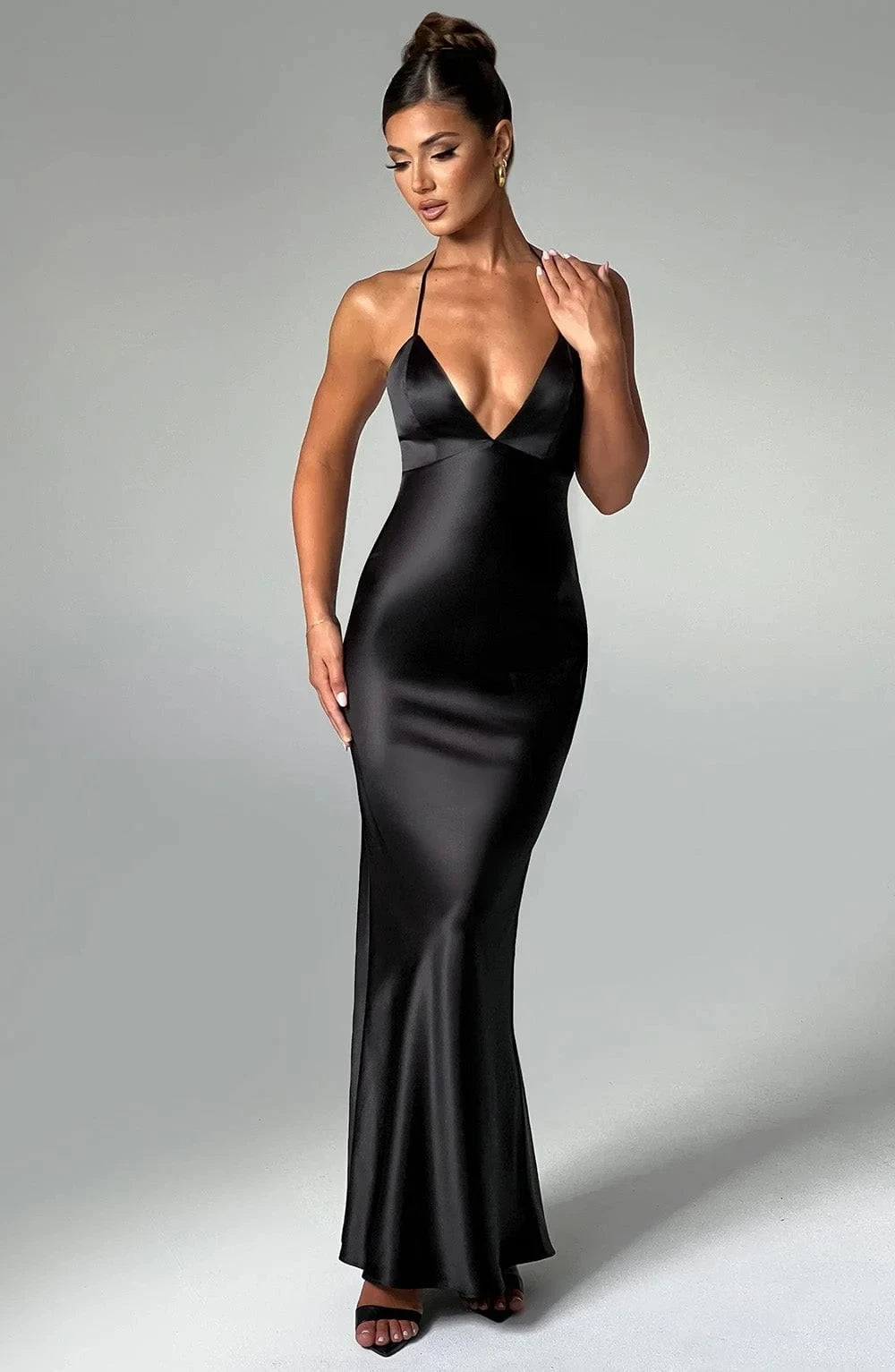 Satin Backless Maxi Dress