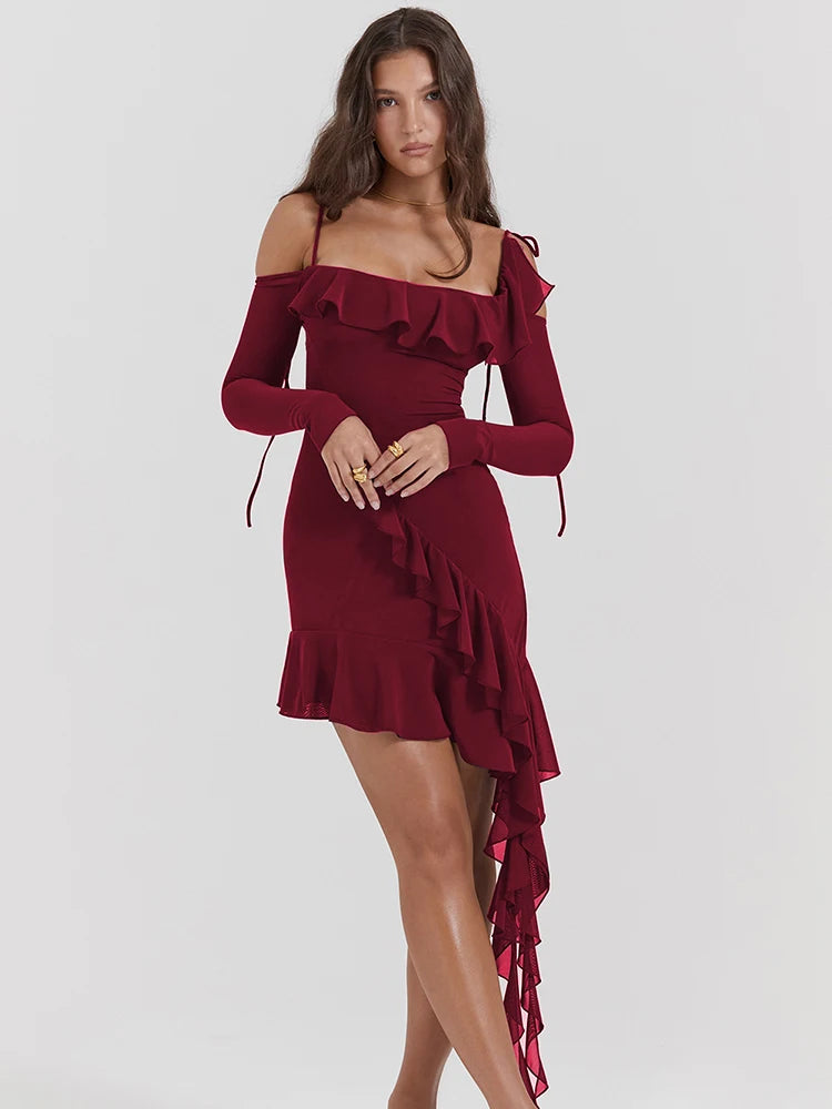 Ruffles Irregular Mini Dress