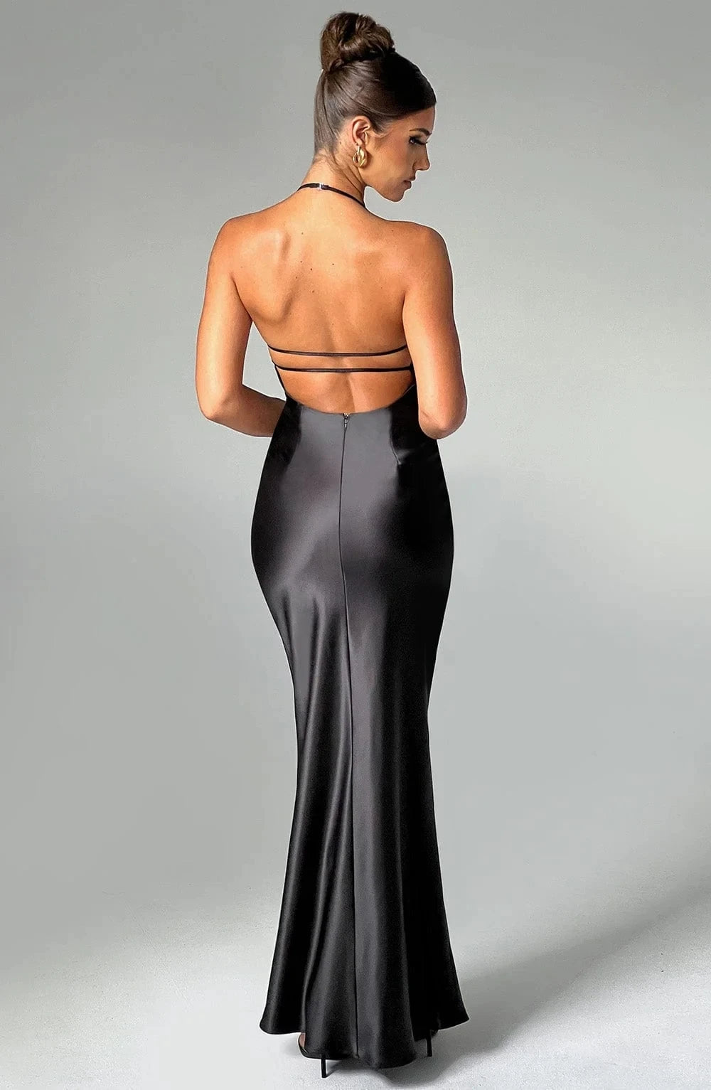 Satin Backless Maxi Dress