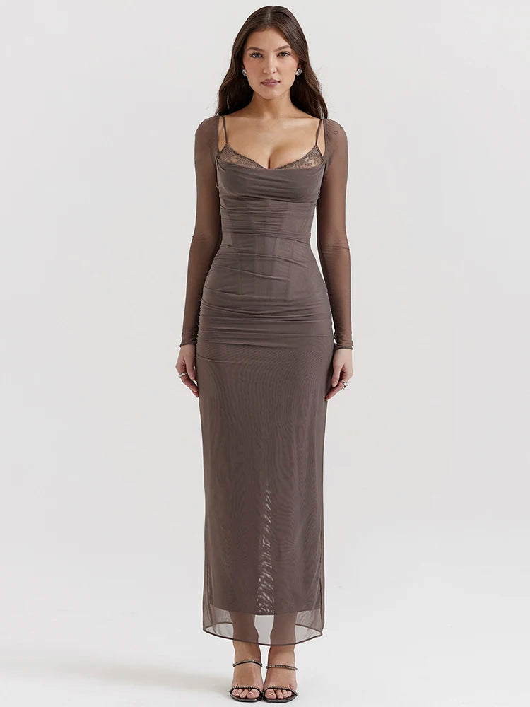 Sheer Mesh Maxi Dress