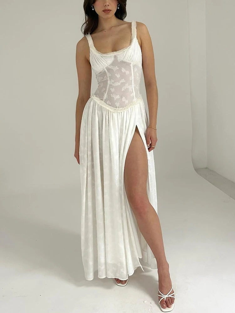 See Through Lace Maxi Dress