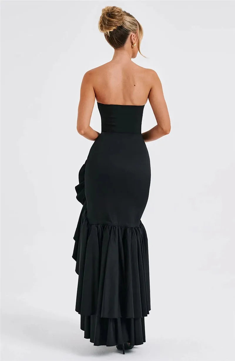 Ruffle Off Shoulder Backless Maxi Dress