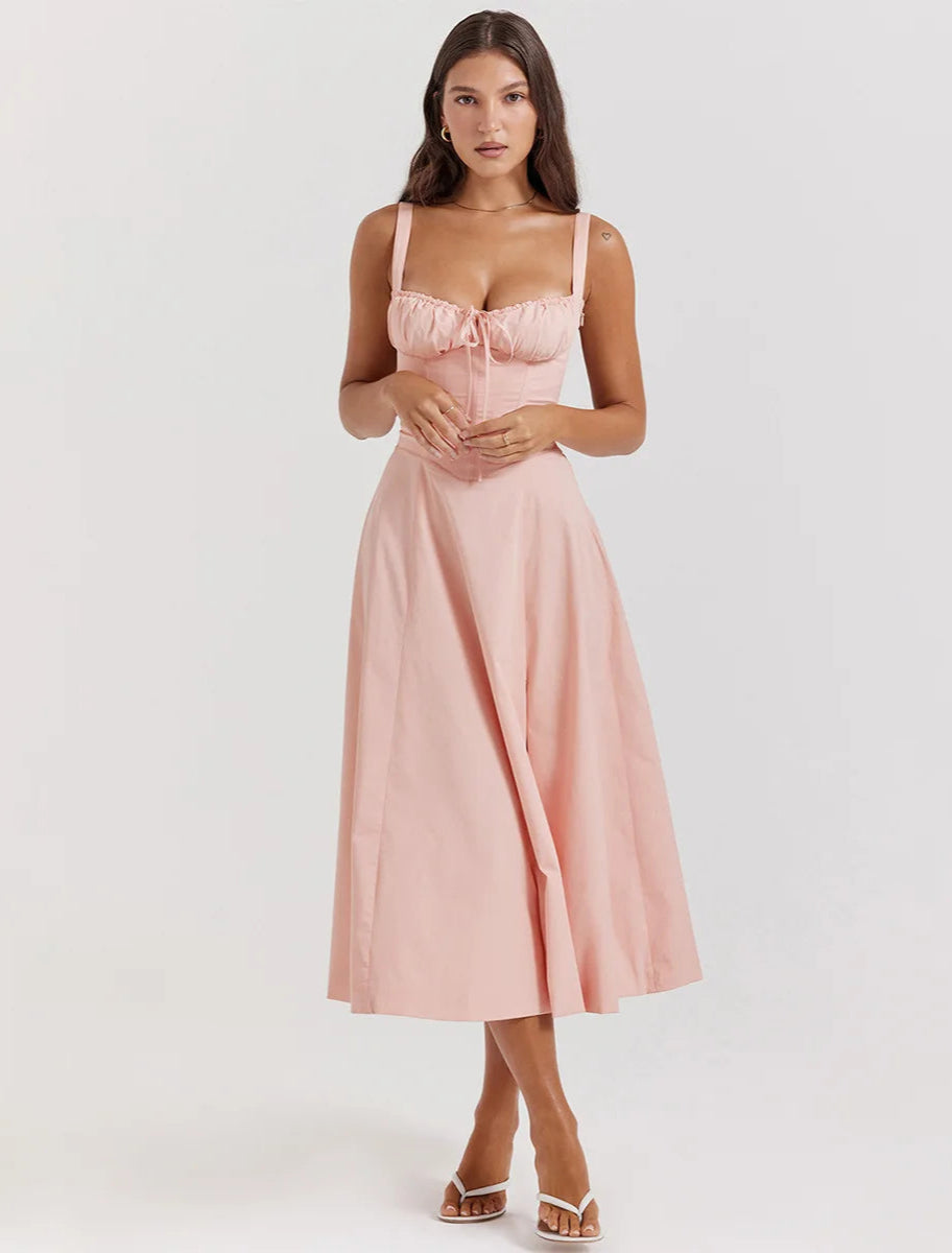 Pink Slit Midi Dress