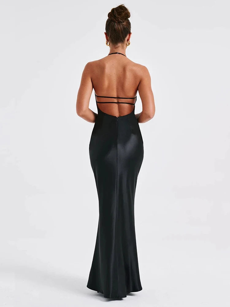 Satin Backless Maxi Dress