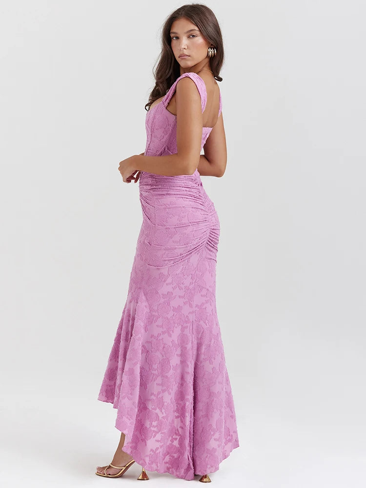 Purple Ruched Bodycon Maxi Dress