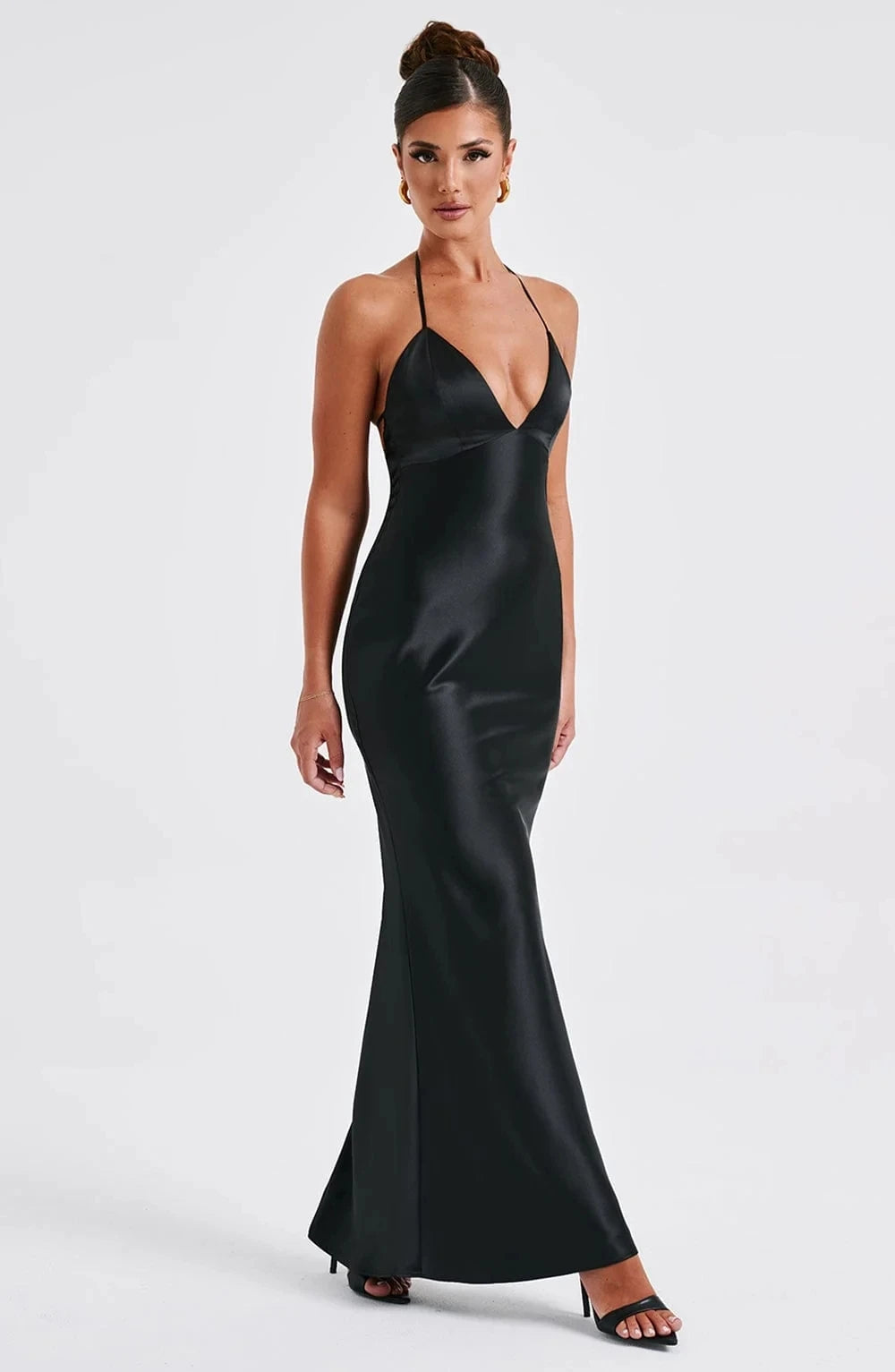 Satin Backless Maxi Dress