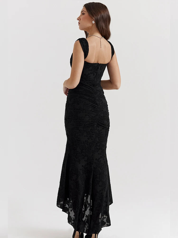 Mermaid Backless Ruched Midi Dress