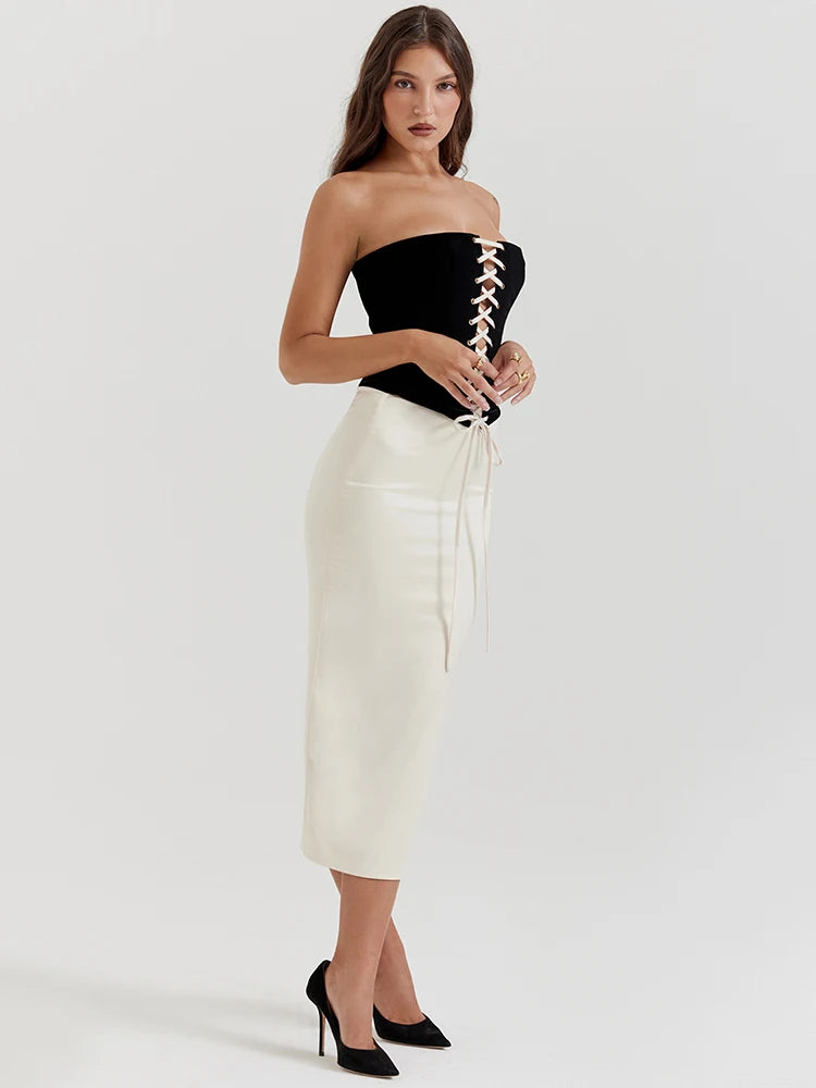 Strapless Top Maxi Skirt Two Piece Set