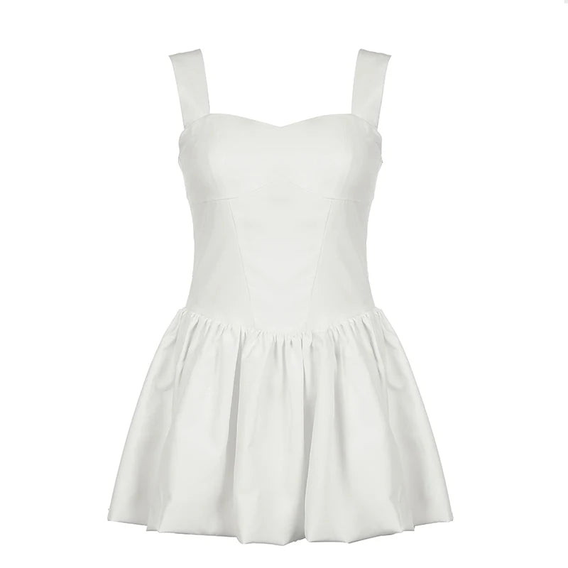 White Satin Bow Mini Dress