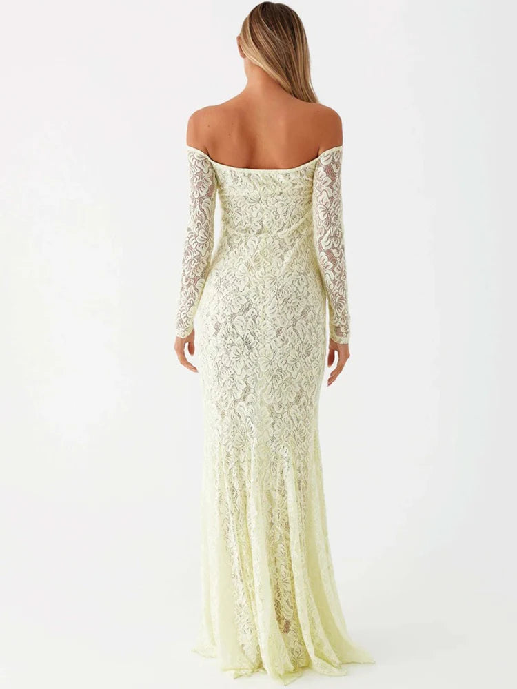 Lace Backless Maxi Dress