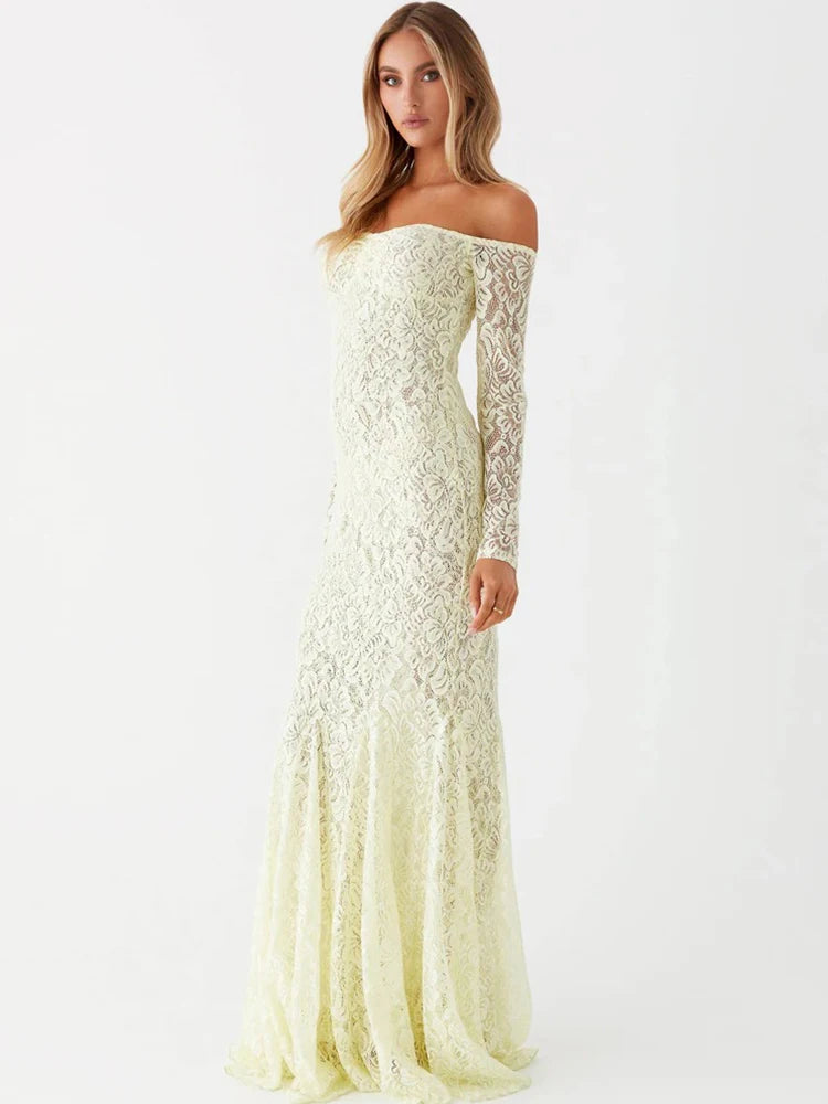 Lace Backless Maxi Dress