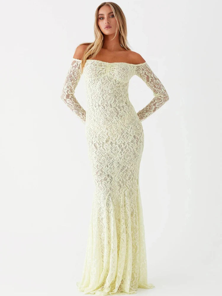 Lace Backless Maxi Dress