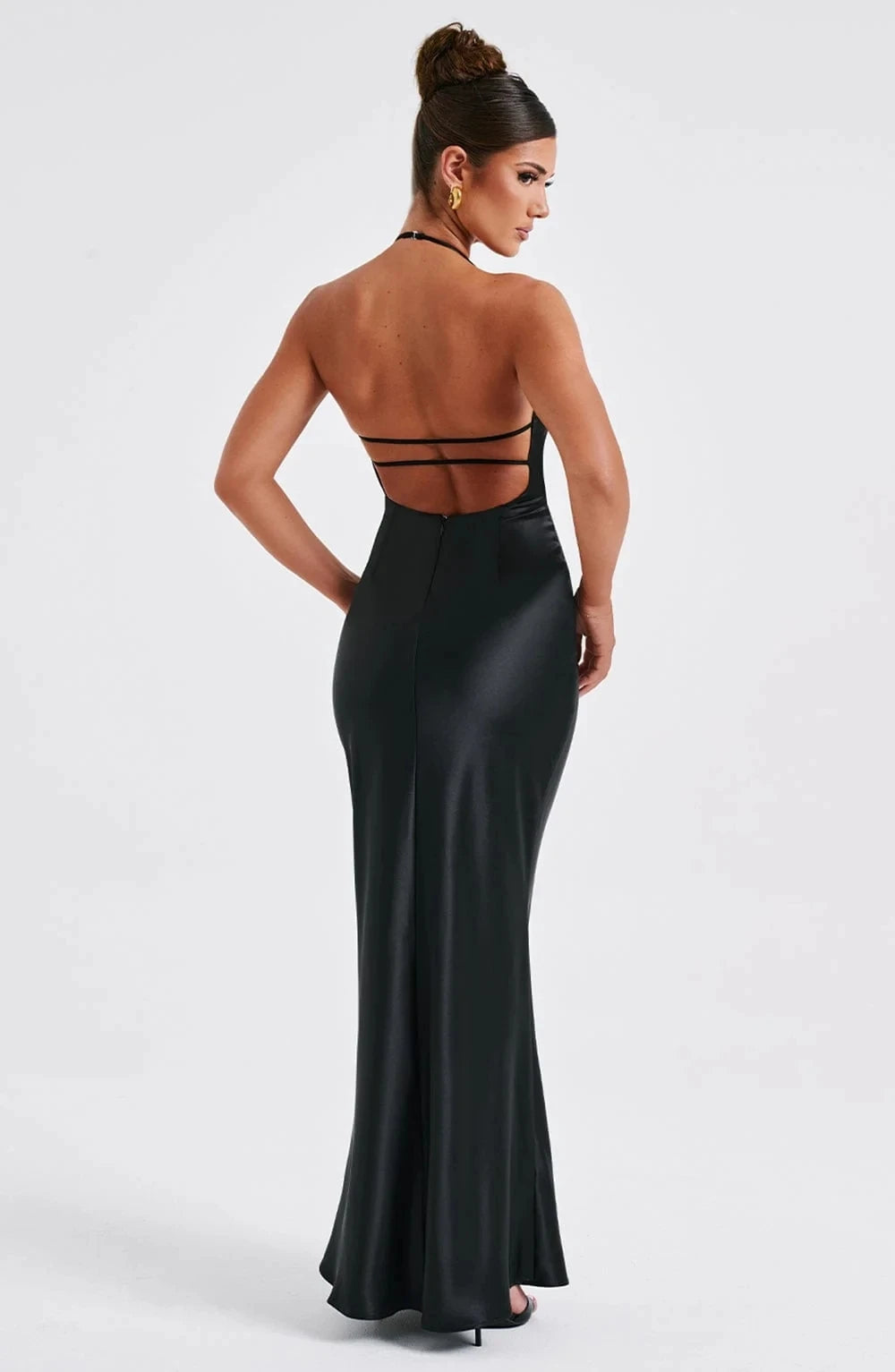 Satin Backless Maxi Dress