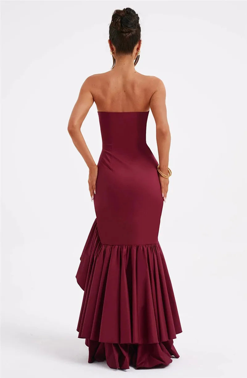 Ruffle Off Shoulder Backless Maxi Dress