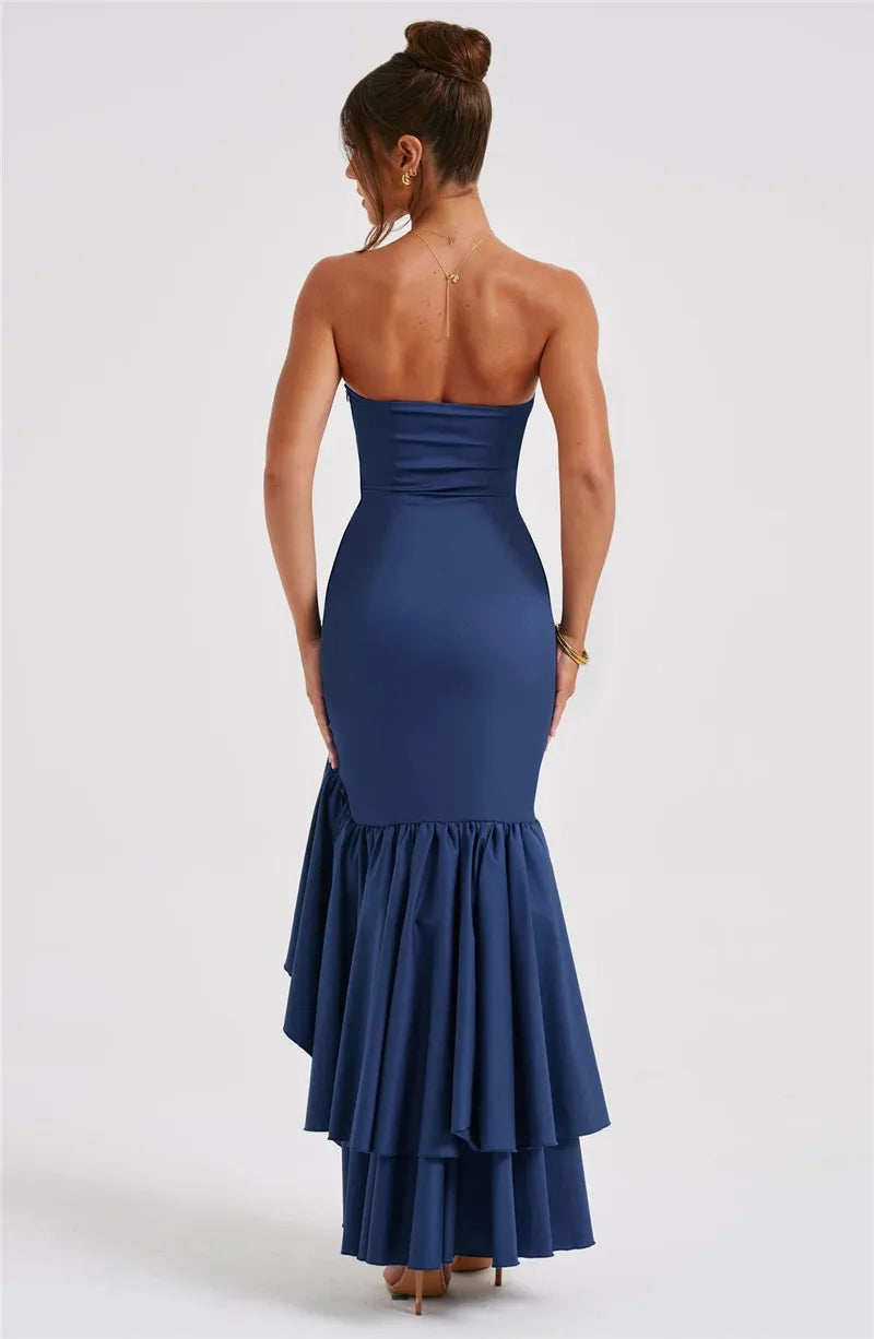 Ruffle Off Shoulder Backless Maxi Dress