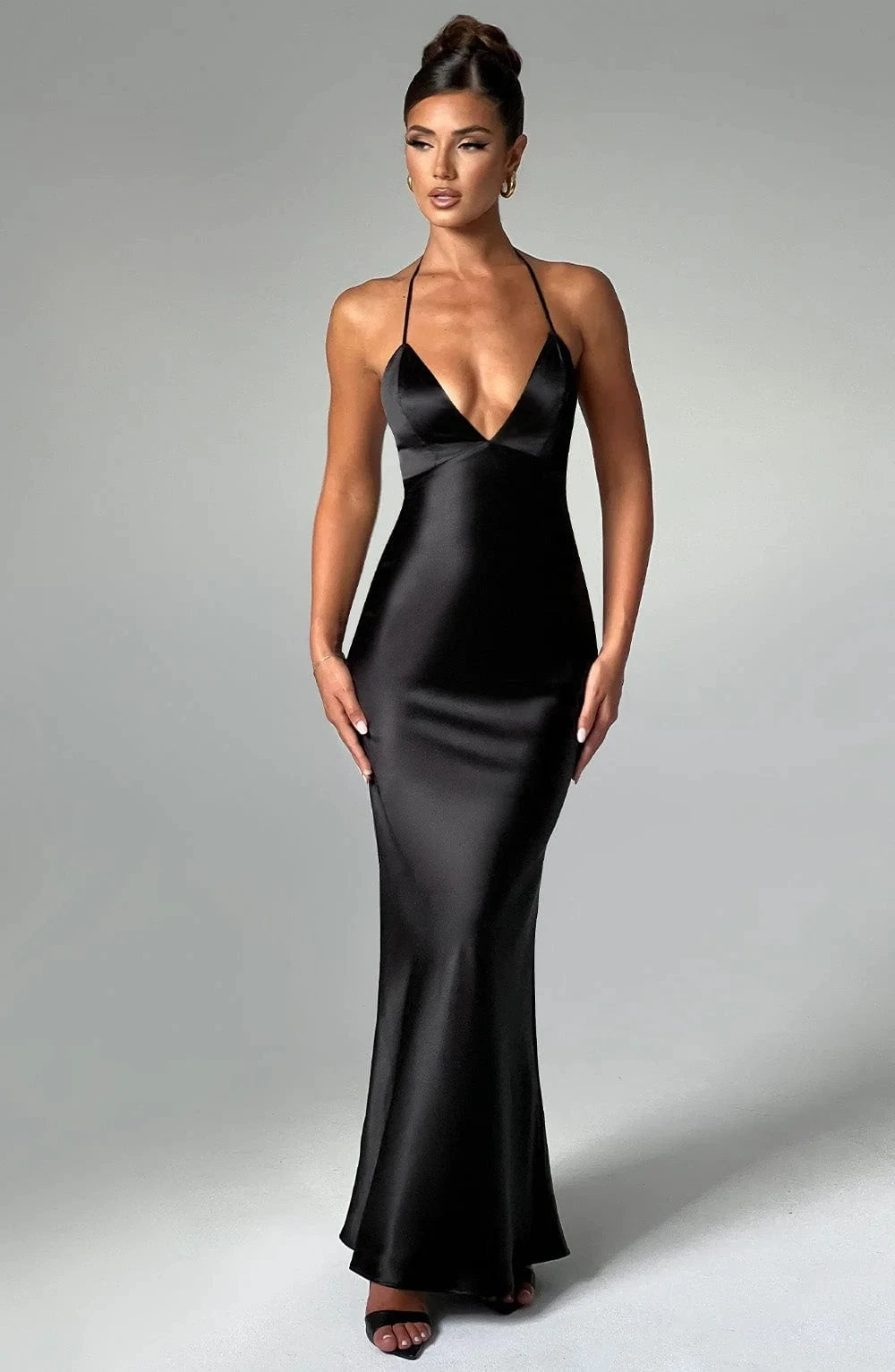 Satin Backless Maxi Dress