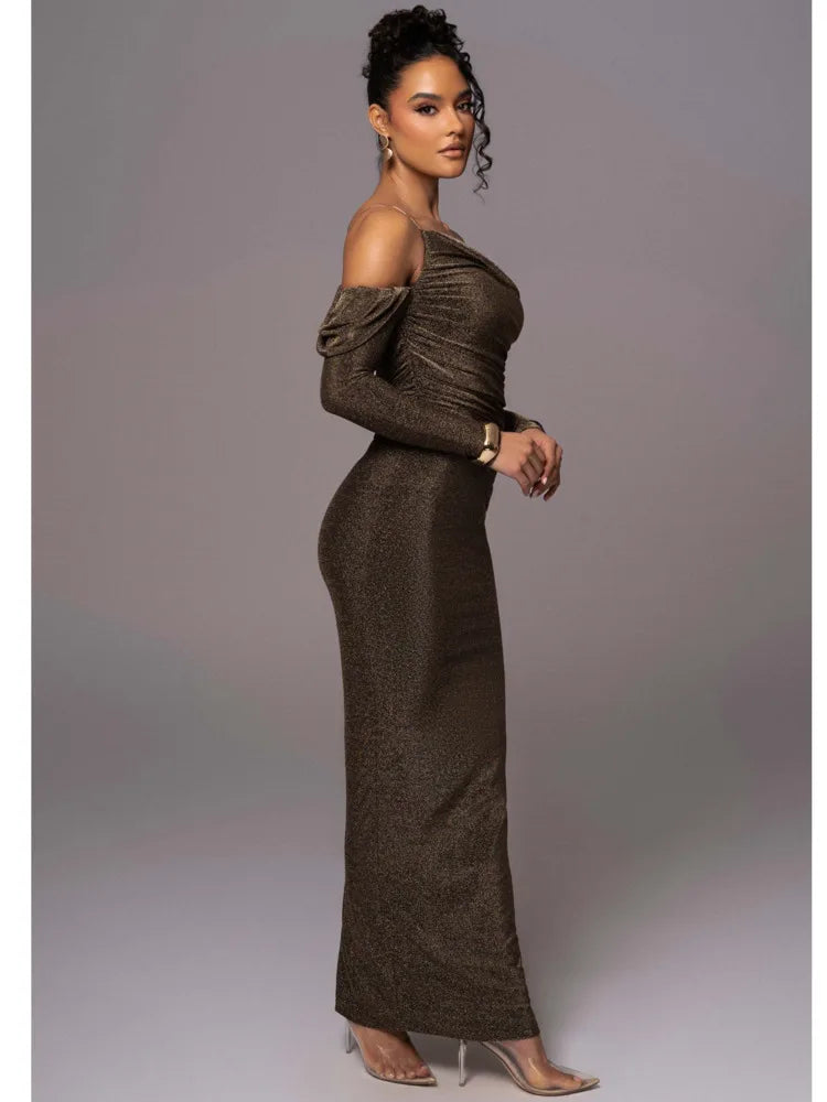 One Shoulder Backless Bodycon Long Dress