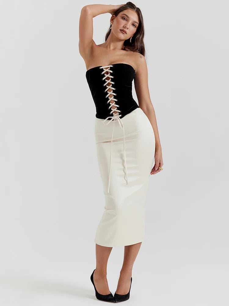 Strapless Top Maxi Skirt Two Piece Set