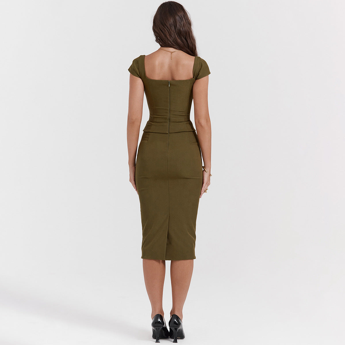 Green Slim Midi Dress