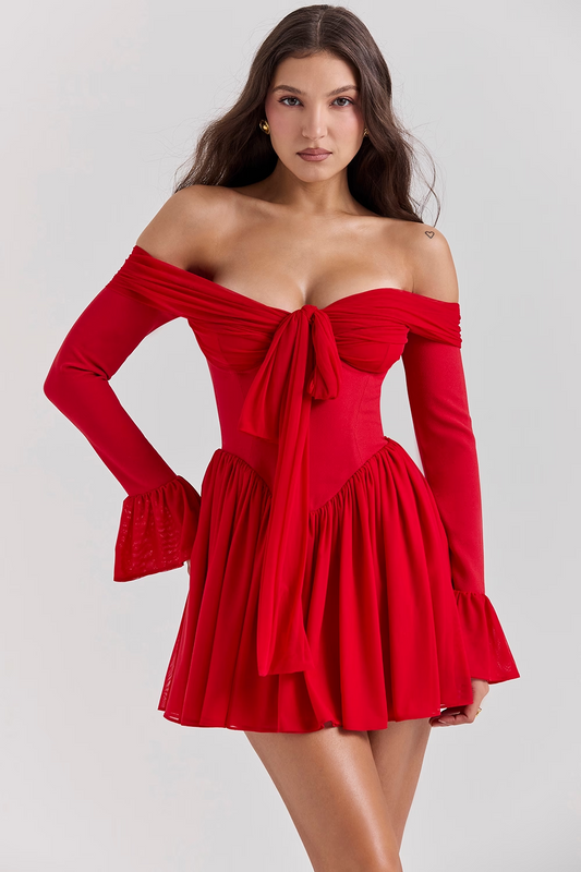 Red Strapless Backless Mini Dress